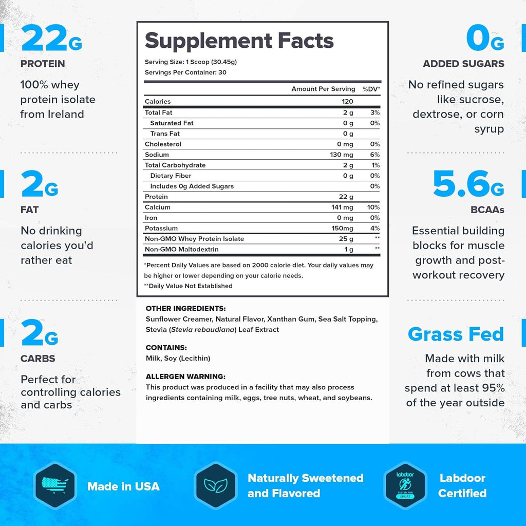 LEGION Whey+ Protein Whey Isolate from Grass Fed Cows - Whey Protein Isolate Powder Low Calorie, Non-GMO, Sugar Free, Lactose and Gluten Free, All Natural Protein Powder for Men & Women, 30 Servings