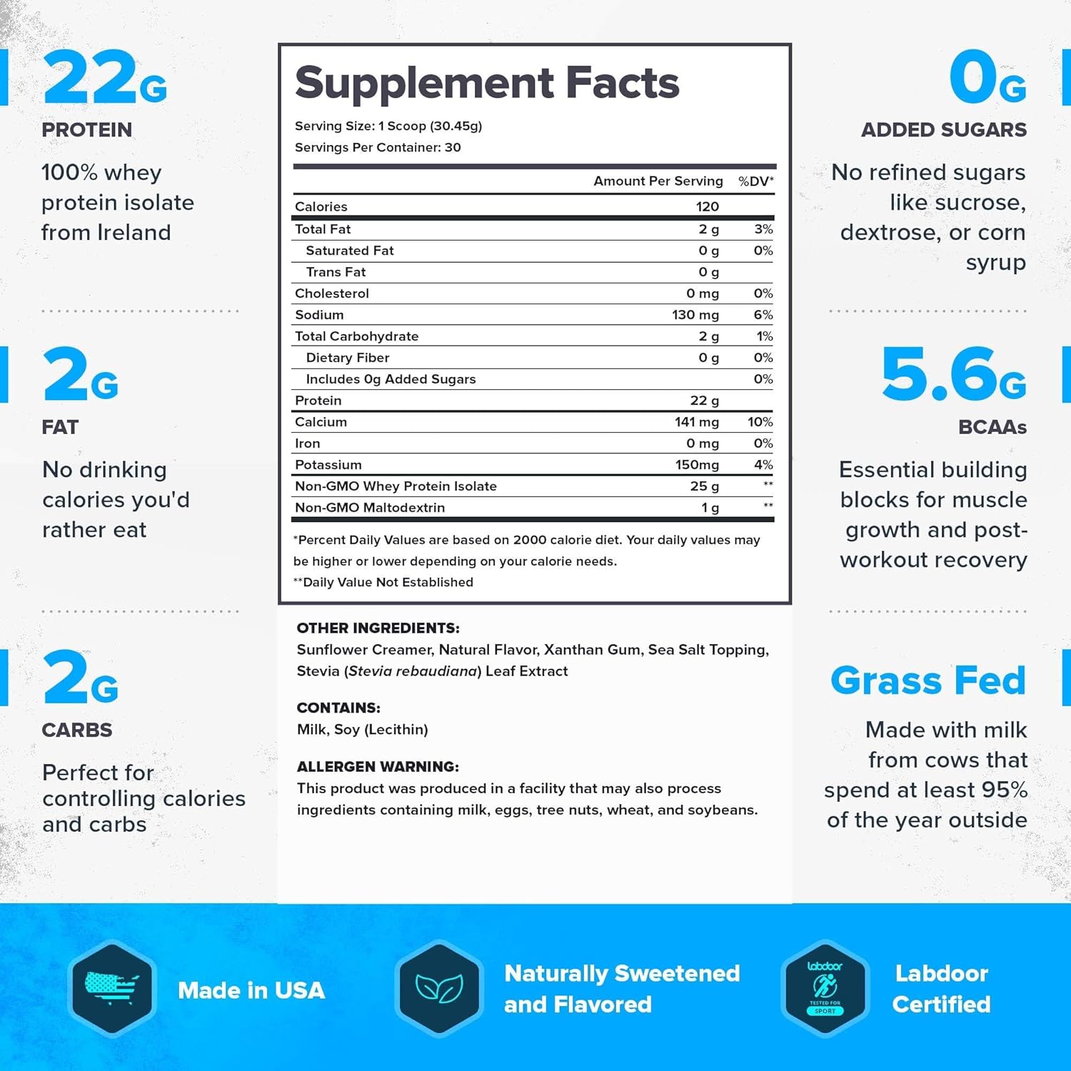 LEGION Whey+ Protein Whey Isolate from Grass Fed Cows - Whey Protein Isolate Powder Low Calorie, Non-GMO, Sugar Free, Lactose and Gluten Free, All Natural Protein Powder for Men & Women, 30 Servings