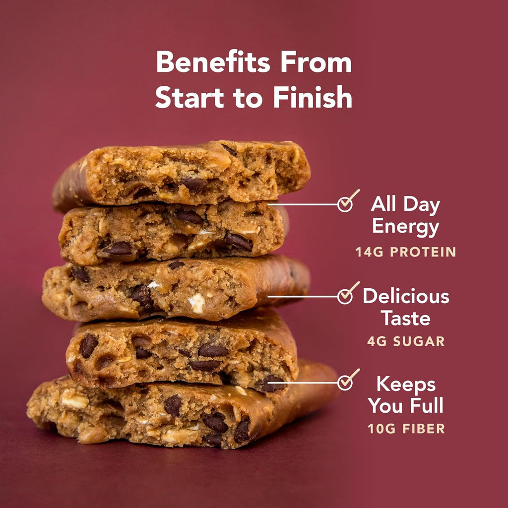 ALOHA Organic Plant Based Protein Bars - Oatmeal Chocolate Chip - 12 Count, 1.9oz Bars - Vegan Snacks, Low Sugar, Gluten-Free, Low Carb, Paleo, Non-GMO, Stevia-Free, No Sugar Alcohols