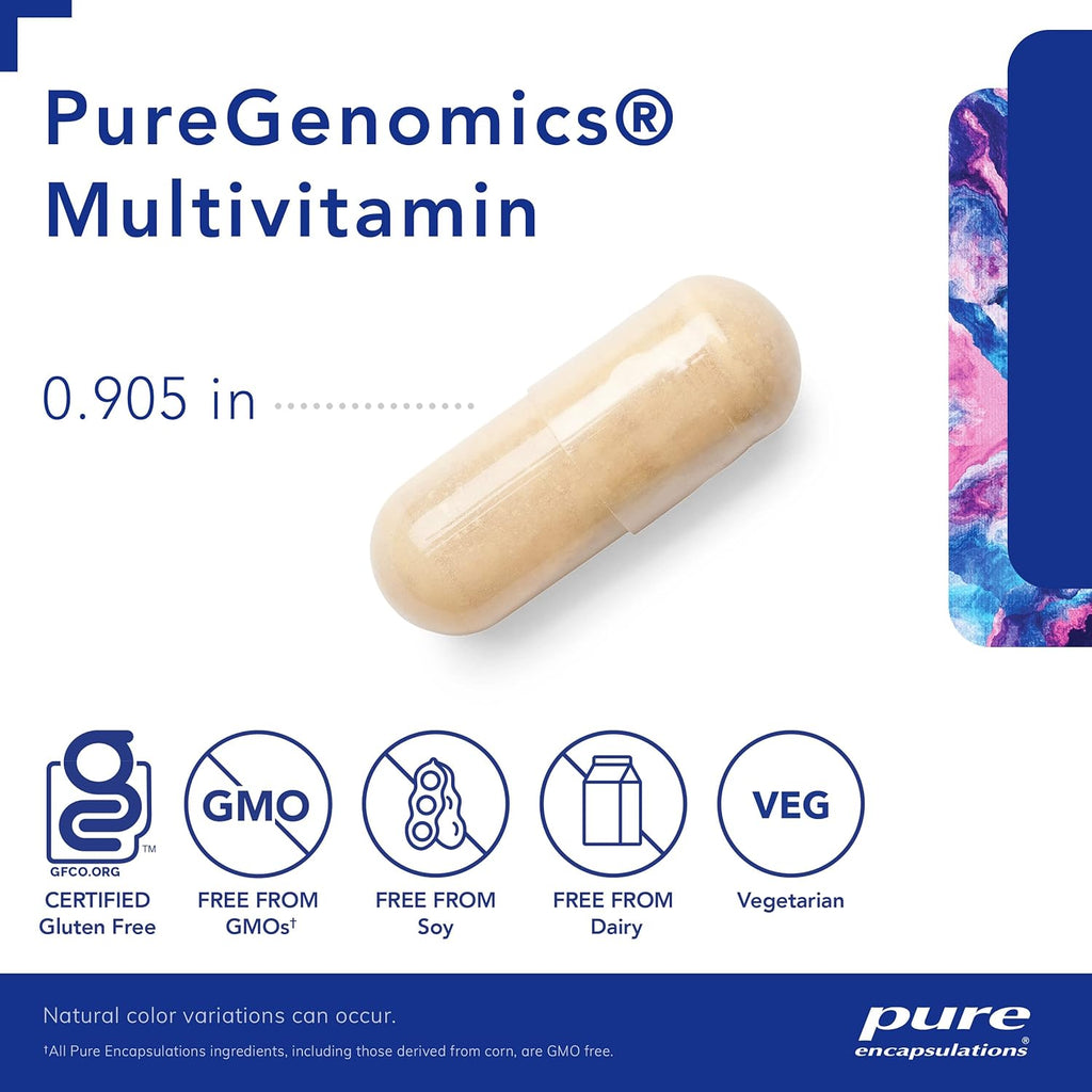 Pure Encapsulations PureGenomics Multivitamin - Supplement to Support Nutrient Requirements of Common Genetic Variations - with Vitamin A,B,C,D,E, K & Minerals - 30 Capsules