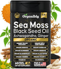 Organic Sea Moss Black Seed Oil Ashwagandha Ginger Capsules. Sea Moss Capsules with Black Seed Oil, Ashwagandha, Turmeric, Bladderwrack, Burdock Root, Apple Cider Vinegar