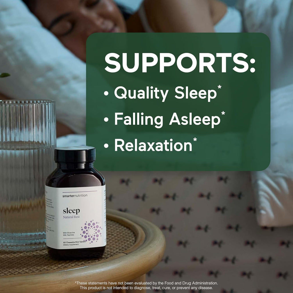 Smarter Nutrition Smarter Sleep Melatonin Dissolvable Tablets 4.5mg + Natural Clinically Proven Lactium® for Sleep & Stress Support - Mint Flavor Melatonin Tablets - Non-GMO-180 Count[90-Day Supply]