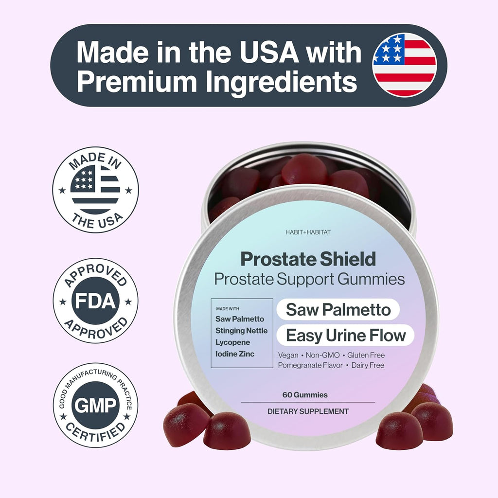 Prostate Shield Gummies - Men's Prostate Health Urinary with Saw Palmetto & Lycopene