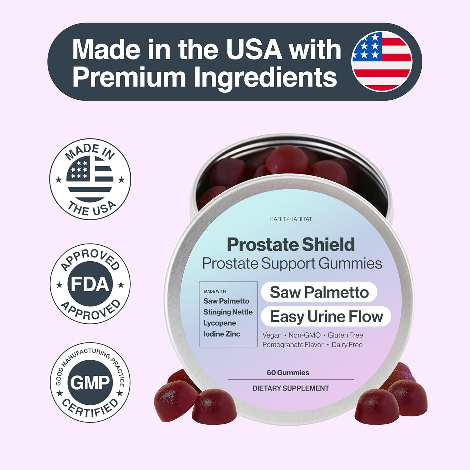 Prostate Shield Gummies - Men's Prostate Health Urinary with Saw Palmetto & Lycopene
