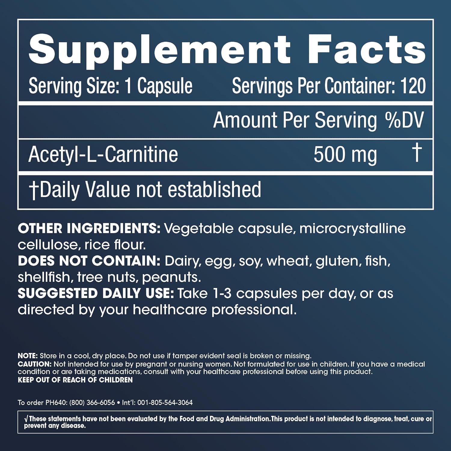 ProHealth Longevity Acetylcarnitine Brain & Heart Health Booster. Potent Antioxidant for Cognitive Protection & Muscle Maintenance. Supports Youthful Cellular Energy. 500 mg Per Serving, 120 Servings