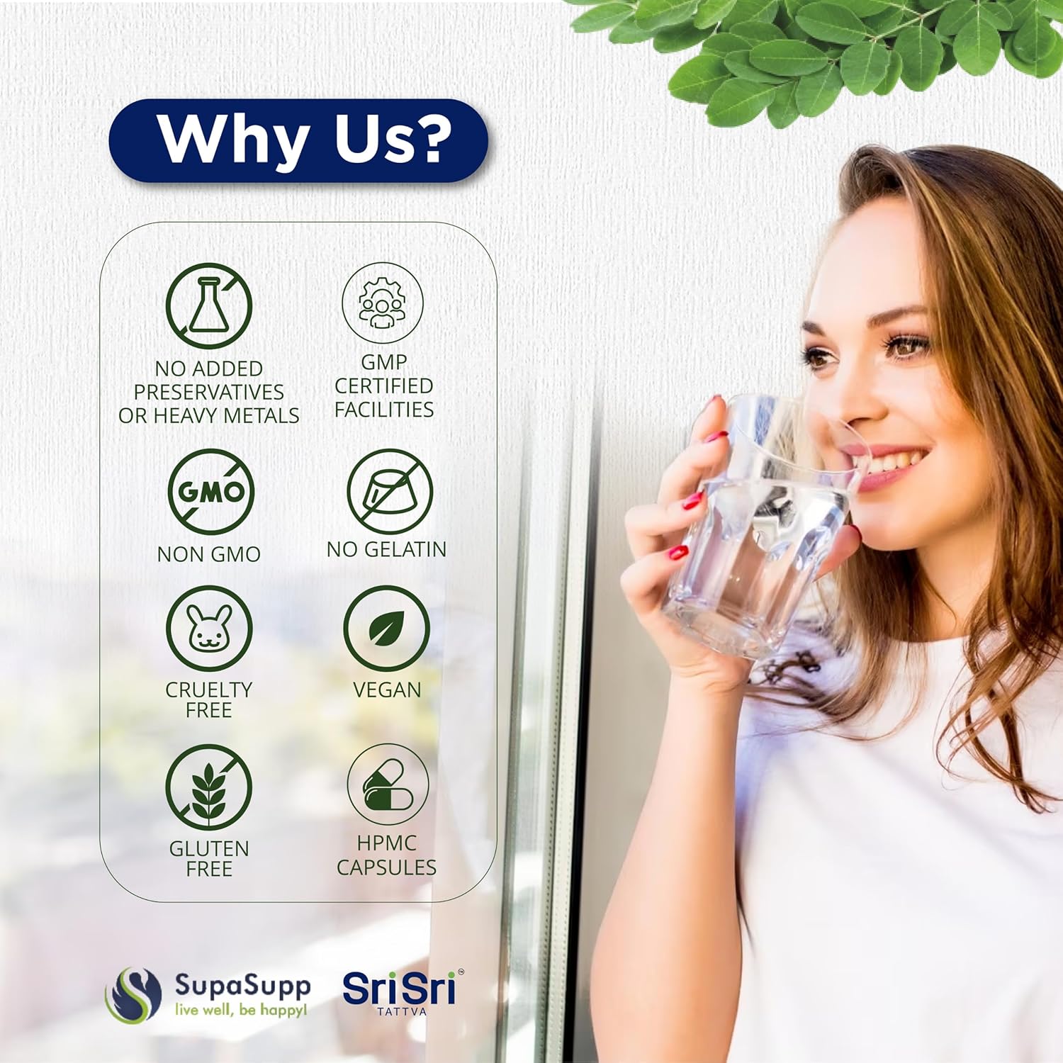 SRI SRI TATTVA Moringa Oil for Immune Support, Energy, and Skin Rejuvenation – Pure Moringa Leaf Extract Daily Supplement – Vegan, Non-GMO, Superfood Capsule (60 Capsules, 500mg)