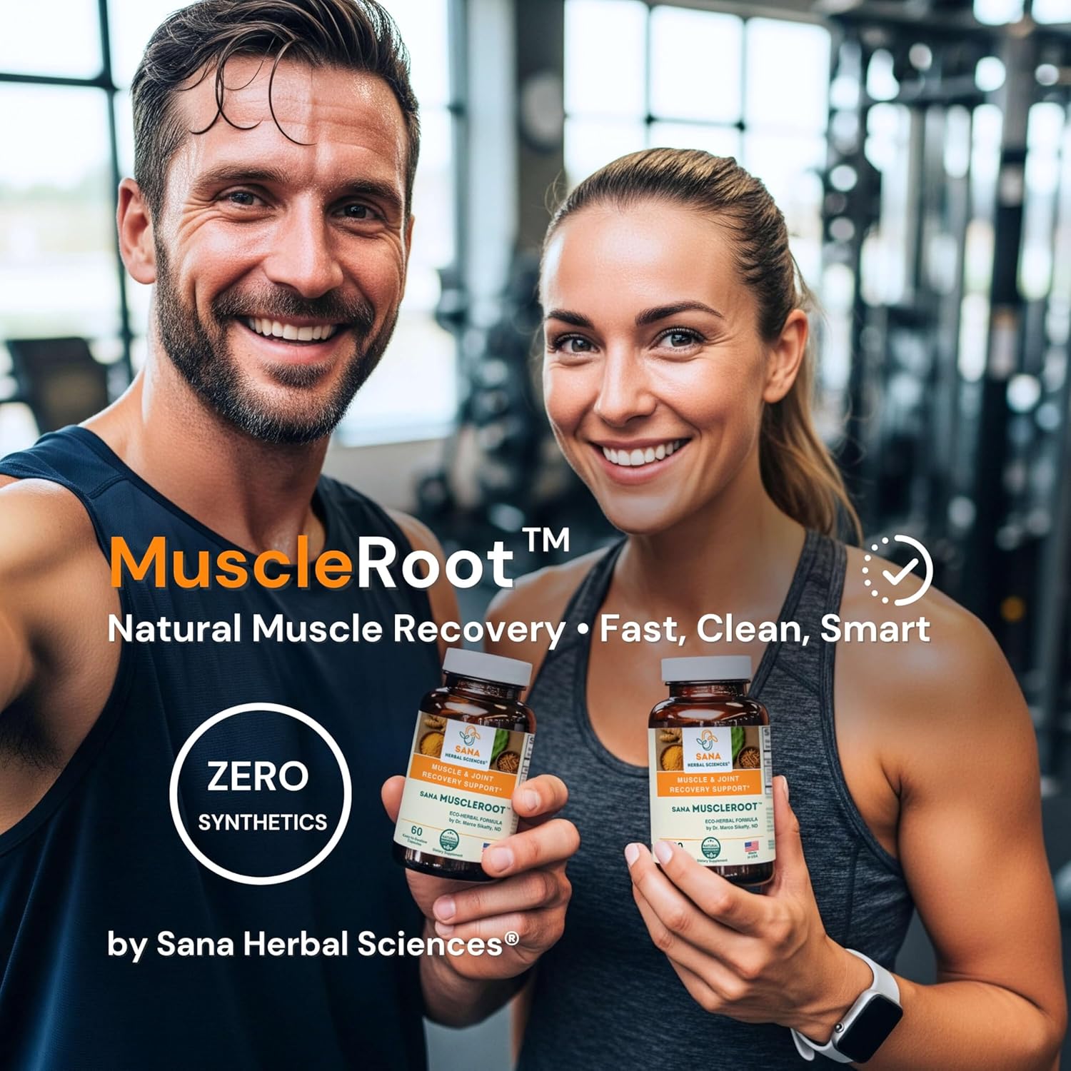MuscleRoot – Certified Organic Muscle & Joint Recovery Supplement | Post-Workout Muscle Relaxer with Turmeric, Frankincense & Nopal Cactus | Joint Support | 60 Capsules by Sana Herbal