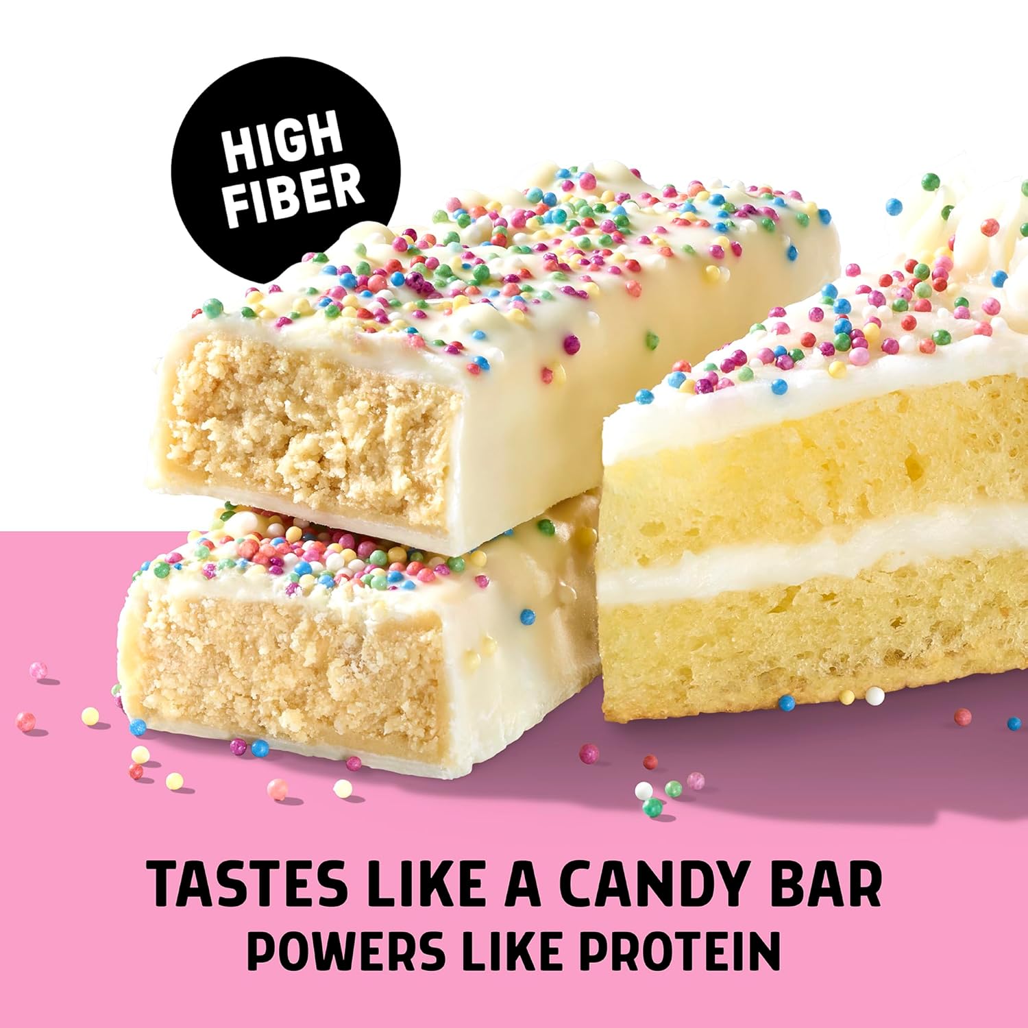 JUNKLESS Protein Bars - Birthday Cake - 15g Protein, Low Sugar, Gluten Free, High Fiber, Delicious Taste and Texture, Satisfying, Healthy Snack for Energy - 12 Bars