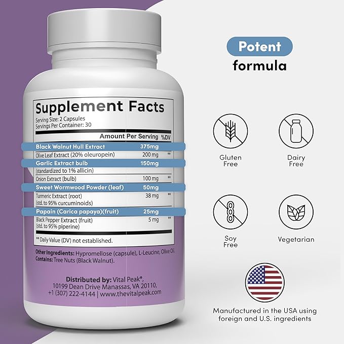 Reset Your Gut & Feel Lighter - ParaCleanse Herbal Supplements for Humans, Formula for Internal Balance, Digestive Comfort & a Clean, Fresh Start with Black Walnut, Wormwood & Olive Leaf (60 Capsules)