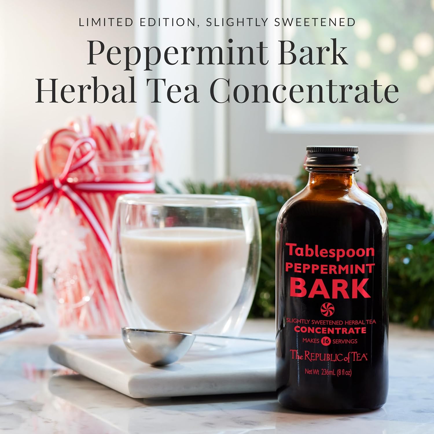 The Republic of Tea – Tablespoon Peppermint Bark, Herbal Tea Concentrate, 8 fl oz -16 Servings