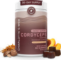 Charlotte's Web Energy Support Mushroom Gummies w/Cordyceps & Shiitake Mushrooms, Caffeine-Free Energy Supplements — Cordyceps Mushroom Gummies, Peach Iced Tea Flavor (30 Servings)