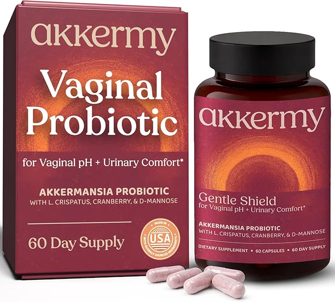 Gentle Shield Vaginal & Urinary Probiotic for Women with Akkermansia, L. Crispatus, Cranberry, & D-Mannose - Supports Vaginal pH Balance, Urinary Comfort & Flora Defense - 60 Day Supply | Made in USA