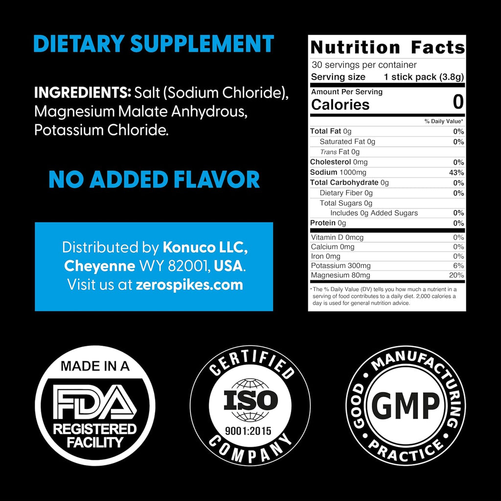No Sugar Electrolytes Powder Packets | Keto & Fasting Salts Drink Mix | Supplements: The Key Hydration Nutrients Missing from Purified Water | Clean, Unflavored, Calorie Free | 30 Sticks