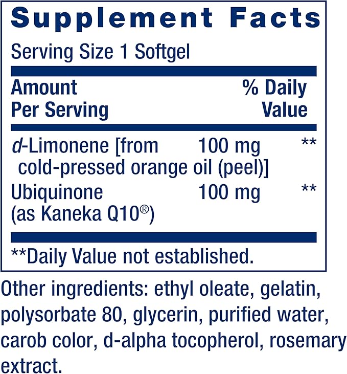 Life Extension CoQ10 (Ubiquinone) with d-Limonene – Heart Health, Fight General Fatigue, Better Absorption – Gluten-Free, Non-GMO – 60 Softgels