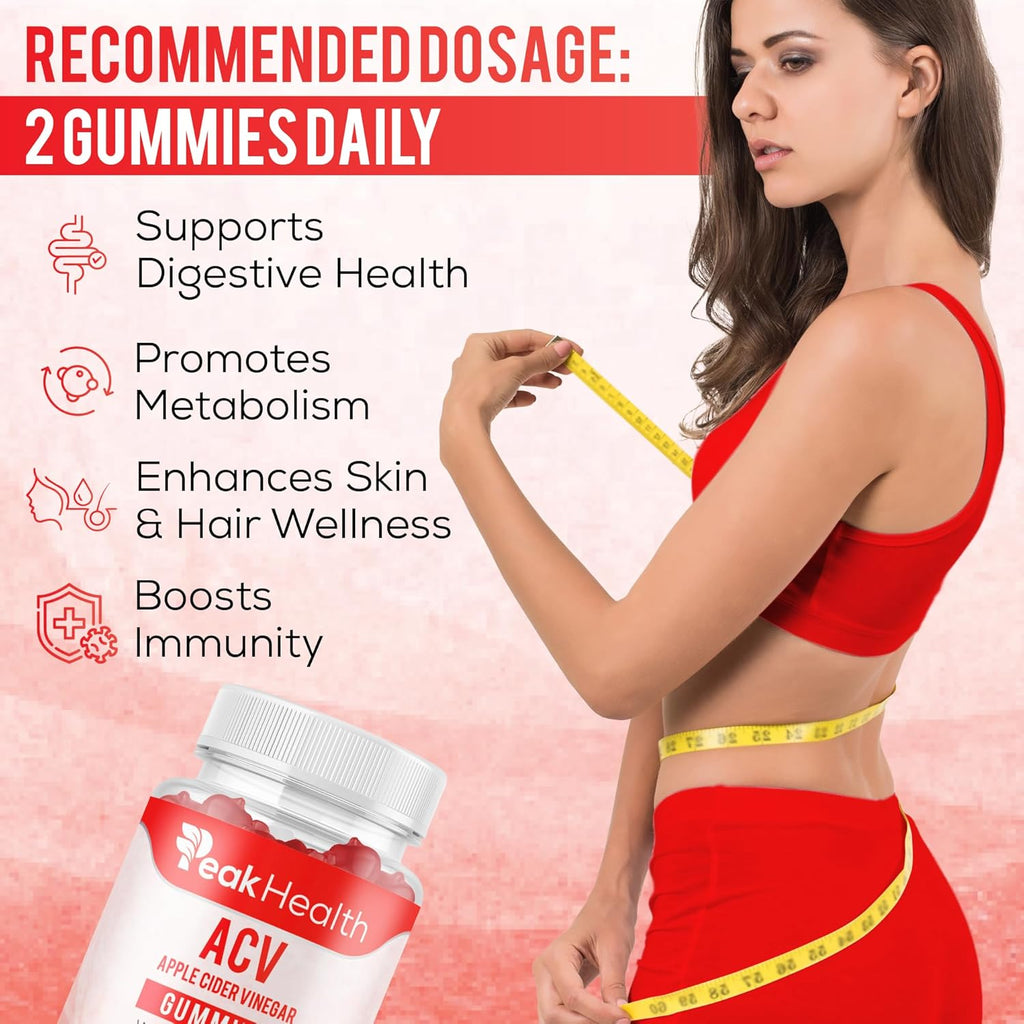 Apple Cider Vinegar Gummies with Vitamins - Delicious Apple Flavor for Women's Health, Metabolism Support & Digestive Wellness, 1000mg ACV with B12, B6, Folic Acid, 120 Vegan Gummies