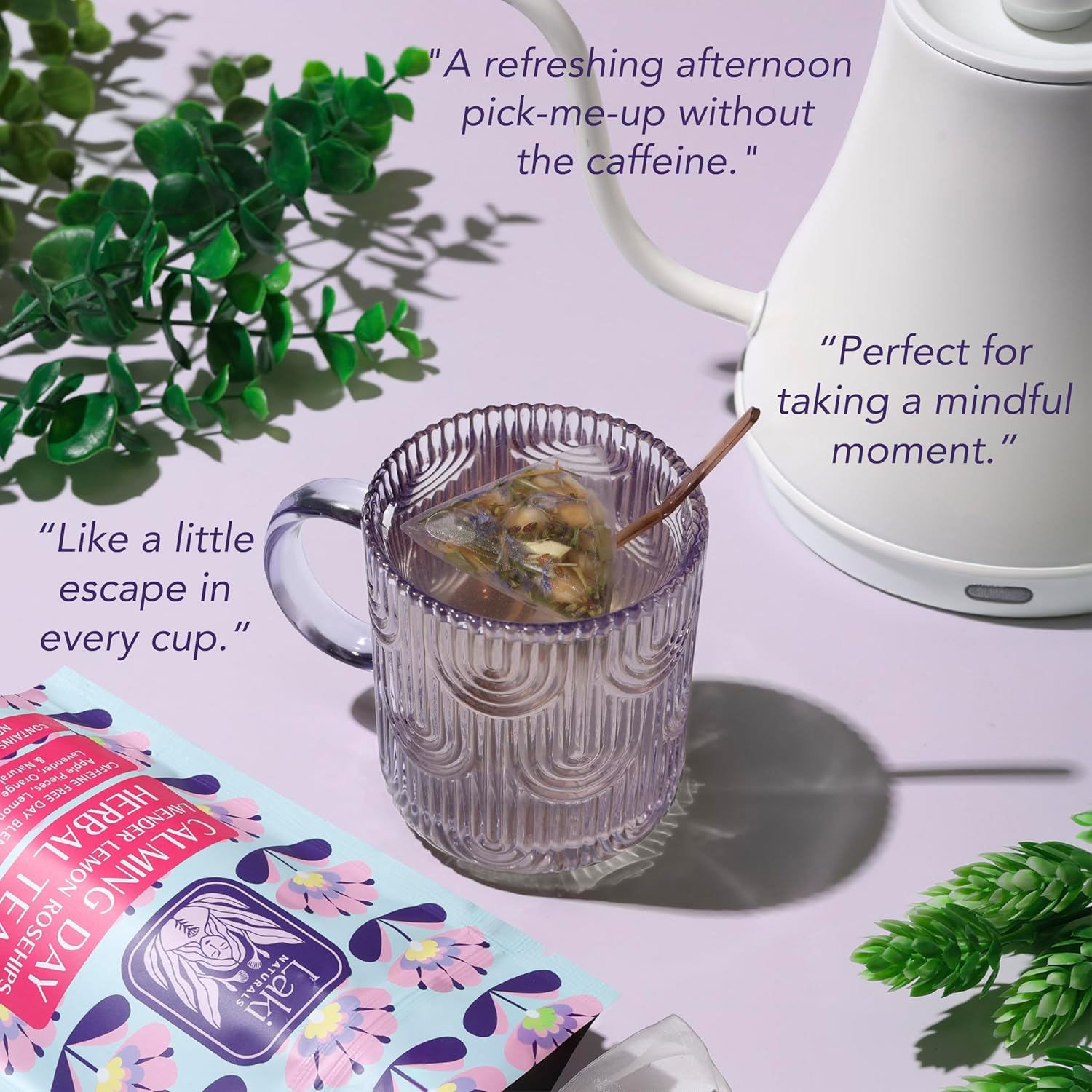 Calming Day Herbal Tea (1.65 oz, Pack of 18 Tea Bags) – Relaxing Caffeine-Free Tea with Lavender, Rosehips and Lemongrass – Gift for focus, clarity, relaxation and wellness