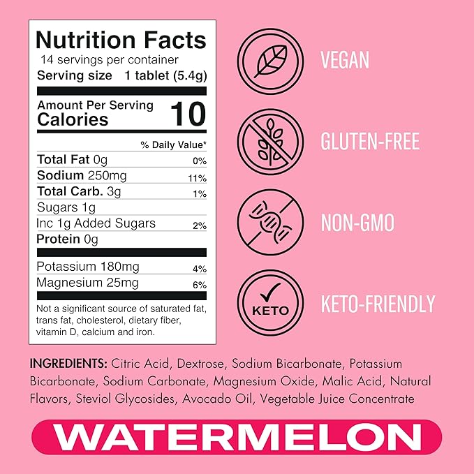 Plink! Fizzy Electrolyte Tablets for Adults & Kids – Watermelon, 14ct – Daily Hydration with Electrolytes – Low Sugar, Low Calorie, Vegan, Keto Friendly, Non-GMO, Water Enhancer