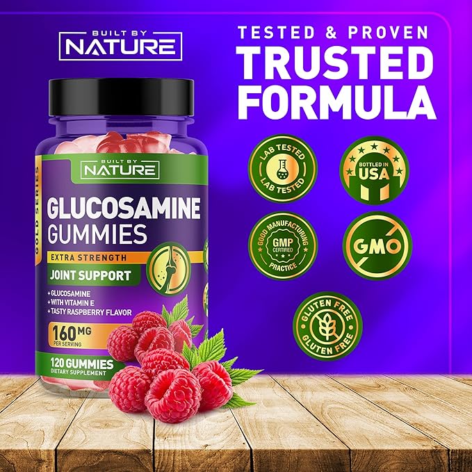 Glucosamine Gummies with Vitamin E - Advanced Joint Support Gummy Supplement, High Potency Antioxidant, Comfort for Back, Knees, Hands - 120 Gummies