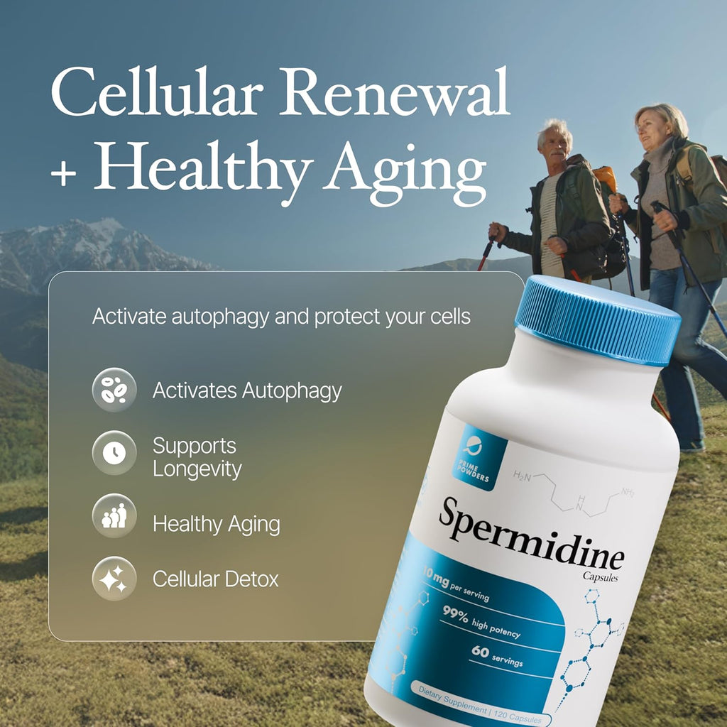 Spermidine Capsules 𝗚𝗟𝗨𝗧𝗘𝗡 𝗙𝗥𝗘𝗘 99% Concentration 100x More Potent Than Wheat Germ Extract for Anti-Aging DNA Telomere Support