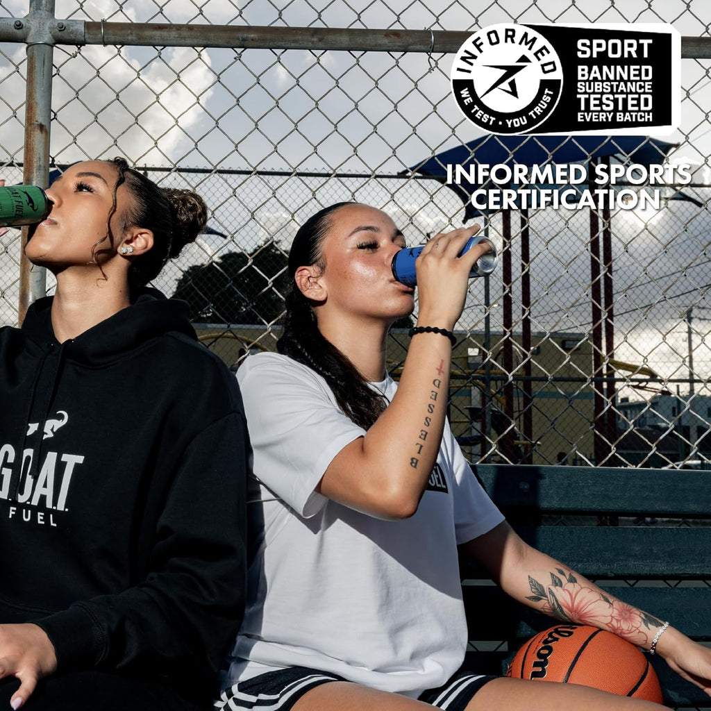 G.O.A.T. Fuel Energy Drink, Co-Founded by Jerry Rice, Natural Caffeine, Electrolytes, BCAAs, Cordyceps Mushrooms & Antioxidants, Light Carbonation Pre Workout, 12 Pack, 12 FL Oz, Blueberry Lemonade