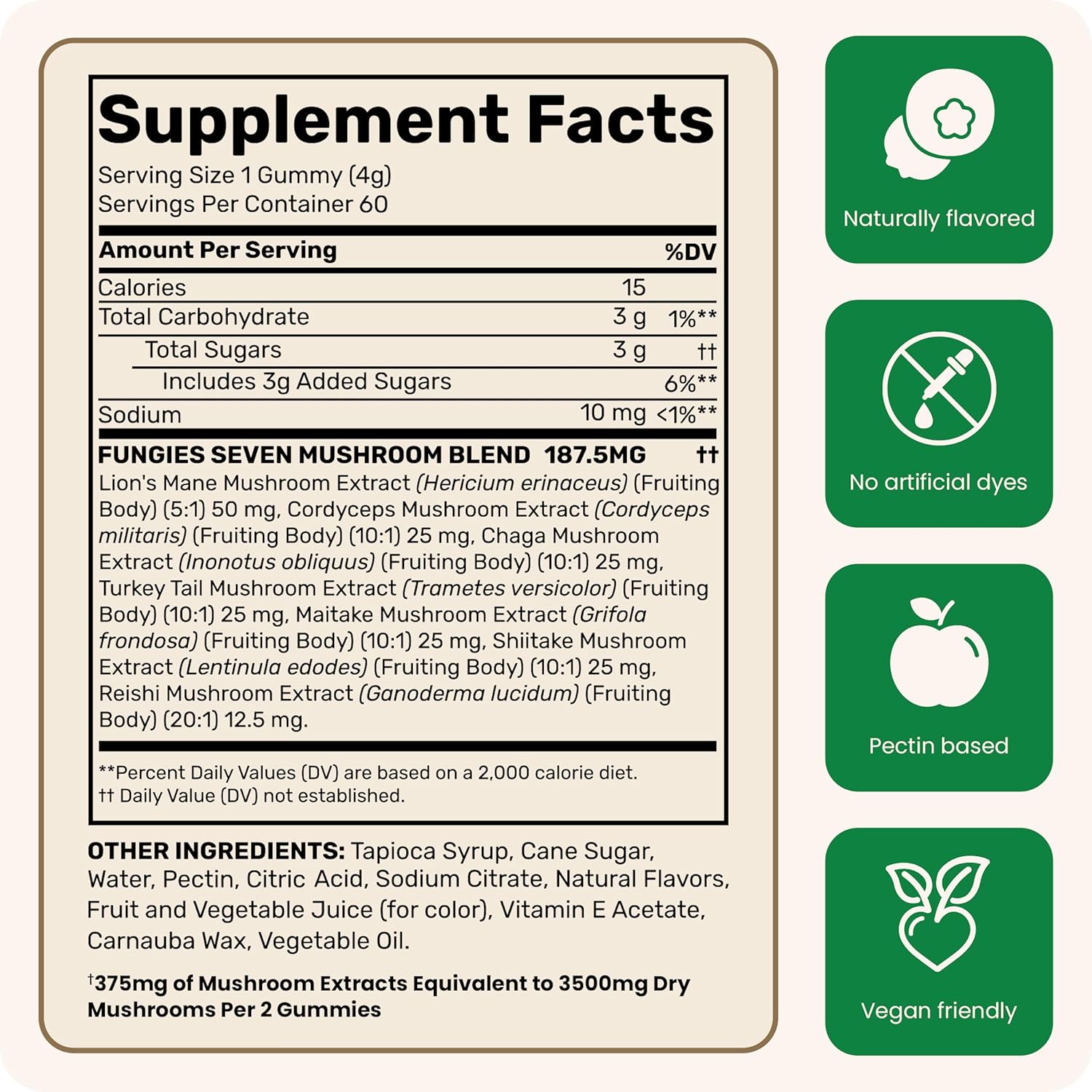 Fungies Multi Mushroom Gummies for Men & Women - Mushroom Supplement Includes Lion’s Mane, Cordyceps, Reishi, Chaga, Shiitake, Maitake & Turkey Tail - Gelatin-Free, Gluten-Free & Vegan Gummy Vitamins