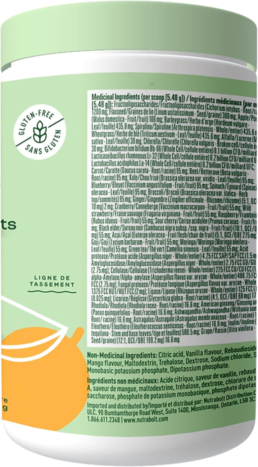 Bloom Nutrition Superfood Greens Powder, Digestive Enzymes with Probiotics and Prebiotics, Gut Health, Bloating Relief for Women, Chlorella, Green Juice Mix with Beet Root Powder, 25 SVG, Mango