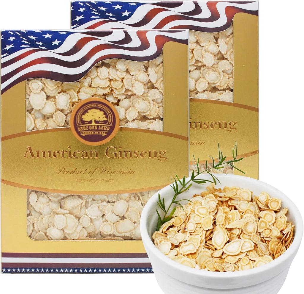 2 Boxes of American Ginseng Slices from Wisconsin,American Wisconsin Ginseng Slices Root for Tea, Energy for Men Women Mental Health Boosts Immunity, Gluten Free, 花旗參/西洋參Small Round 2Boxes of 4oz, 8oz