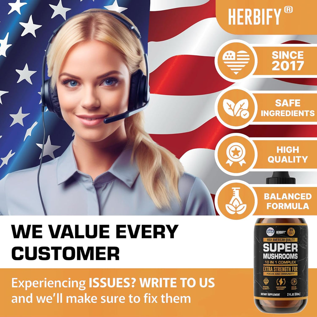 Mushroom Supplement - Lions Mane Reishi Cordyceps Chaga Turkey Tail Inulin & More Mushrooms For Immune Support, Energy - Premium Nootropic Brain Supplements For Memory And Focus - Made in USA 2 FL Oz