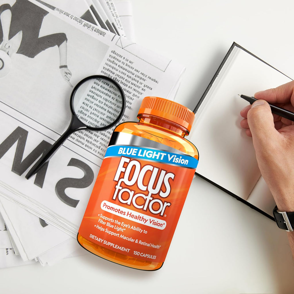 Focus Factor Blue Light Formula (150 Count) - Eye Vitamins with Blue Light Filtration Support - Lutein and Zeaxanthin Supplement with Vitamin C, Vitamin E, Lutemax 2020® - Promote Eye Health