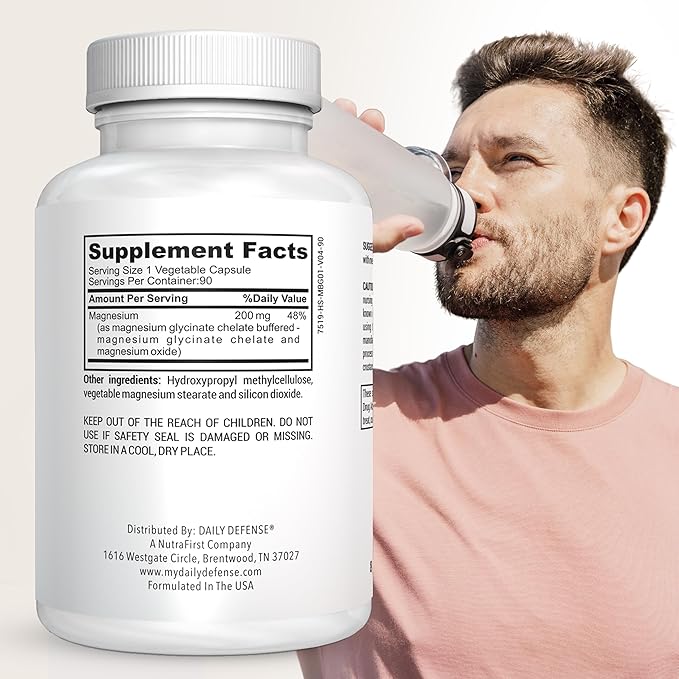 Magnesium Glycinate 200mg – Chelated Magnesium Bisglycinate for Muscle Relaxation, Restful Sleep, Heart Health & Metabolism Support – 90 Capsules, Made in USA