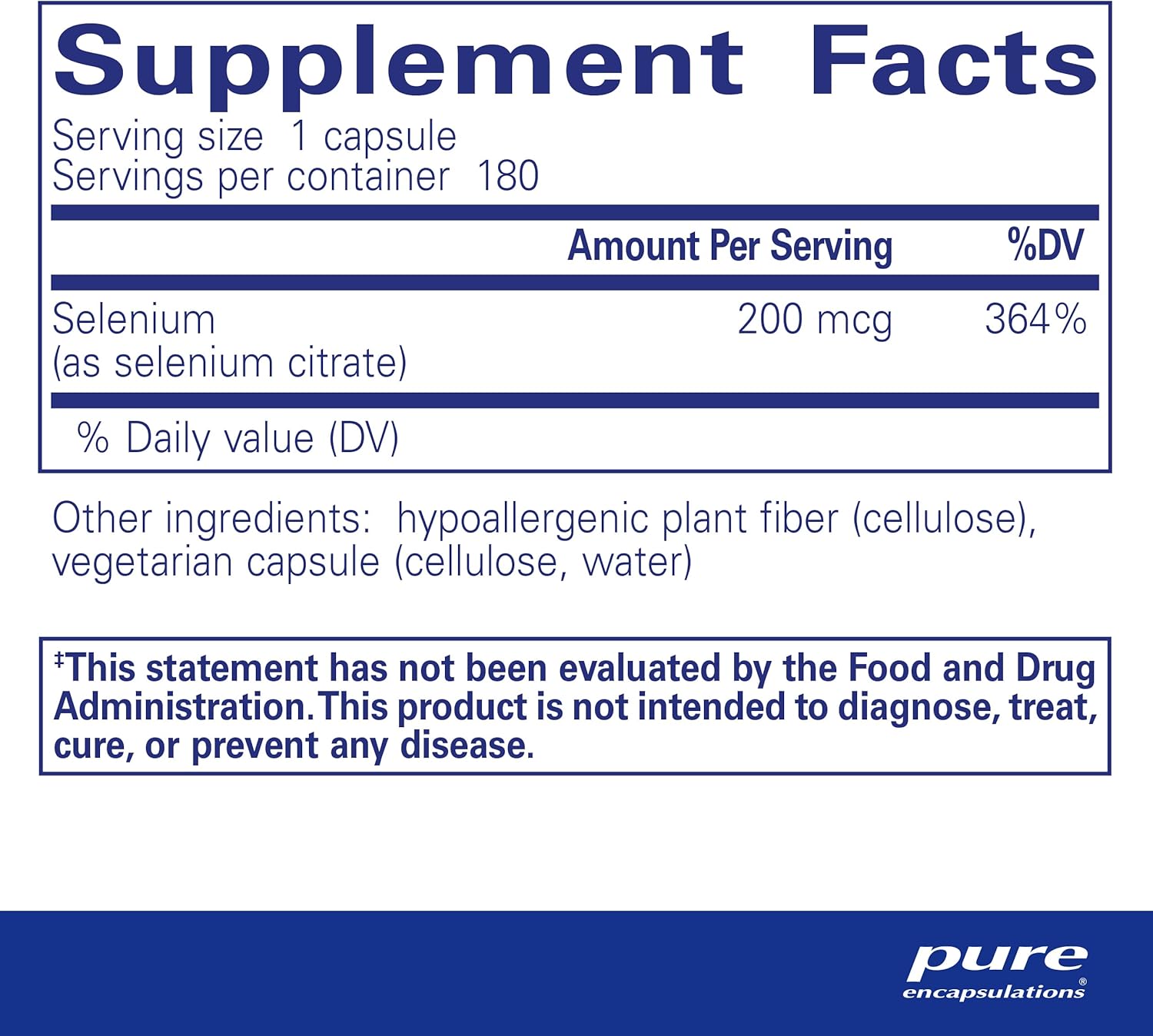 Pure Encapsulations Selenium (Citrate) - for Immune System Support & Cellular Health - Antioxidant Supplement - Supports Blood Flow* - Gluten Free & Vegan - 180 Capsules