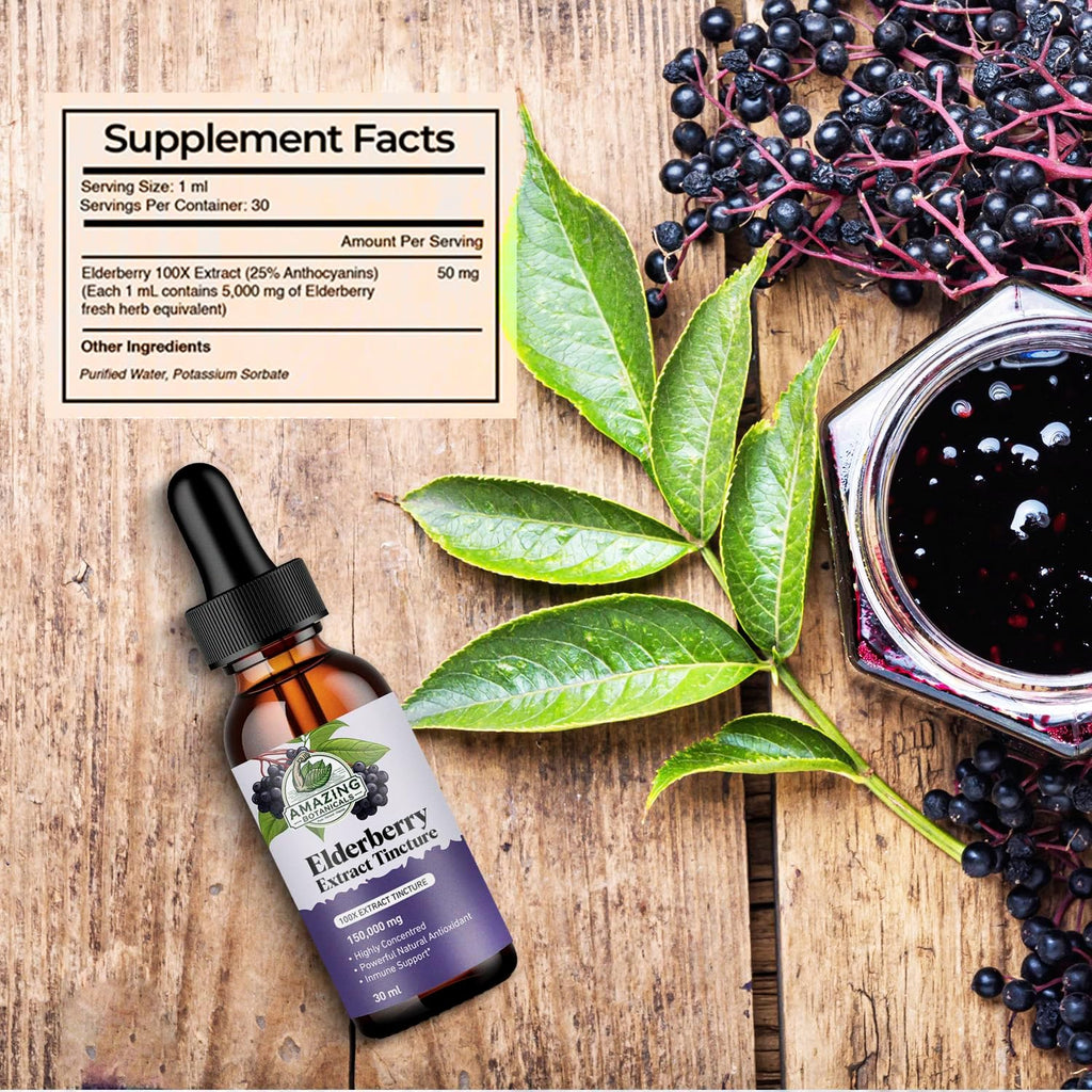 Elderberry Extract 15,000mg Strength Tincture - Organic Immune Support & Wellness Supplement | Elderberry Syrup Organic | 30ml/1oz