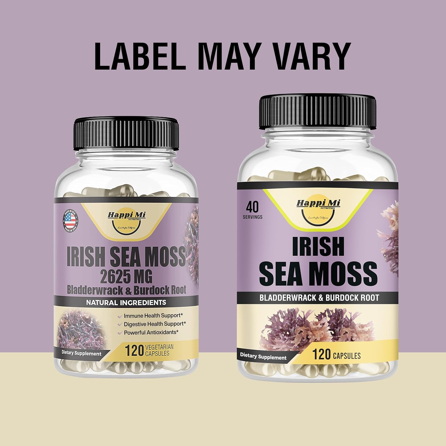 Irish Seamoss Capsules 2625mg per Serving - Made with Organic Seamoss, Bladderwrack & Burdock Root for Digestive & Immune Support