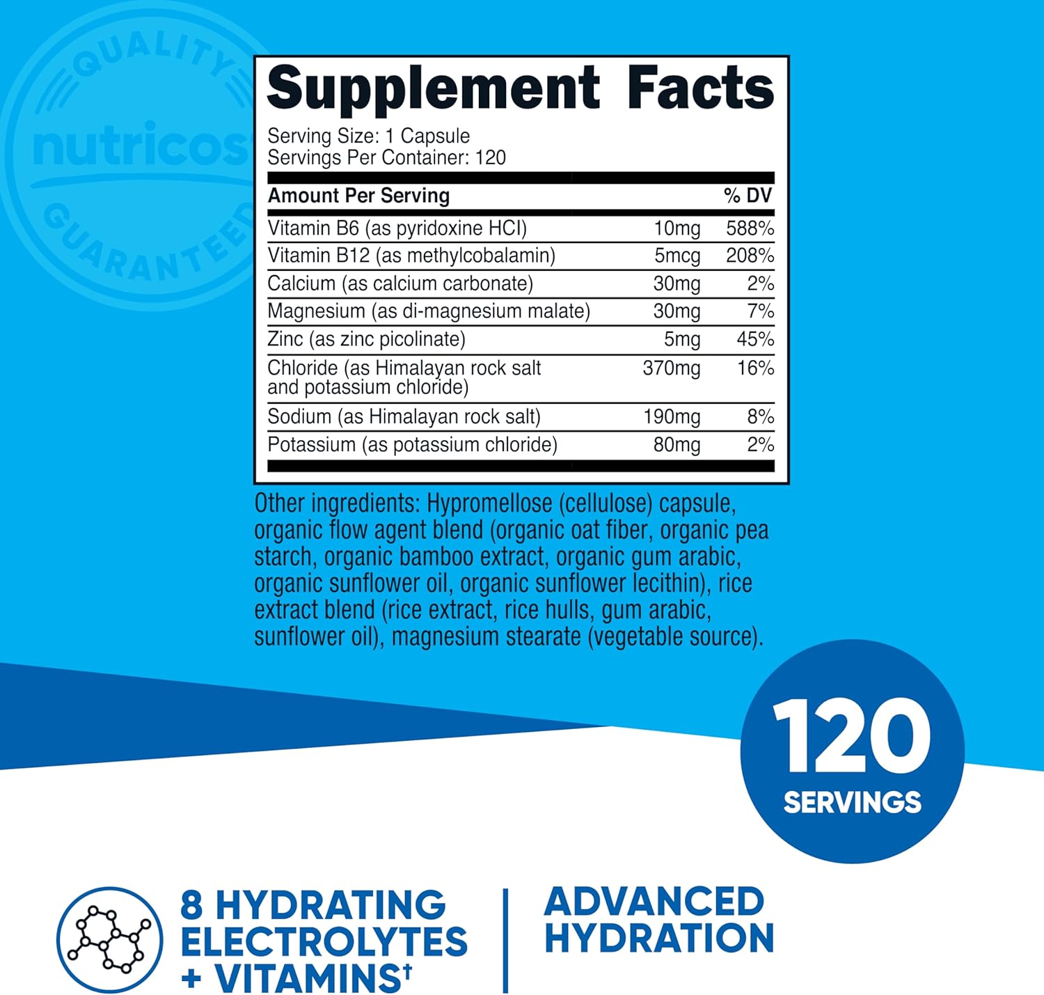 Nutricost Electrolyte Complex Advanced Hydration (120 Capsules) - 8 Hydrating Electrolytes & Vitamins, Gluten Free, Non-GMO, Vegetarian
