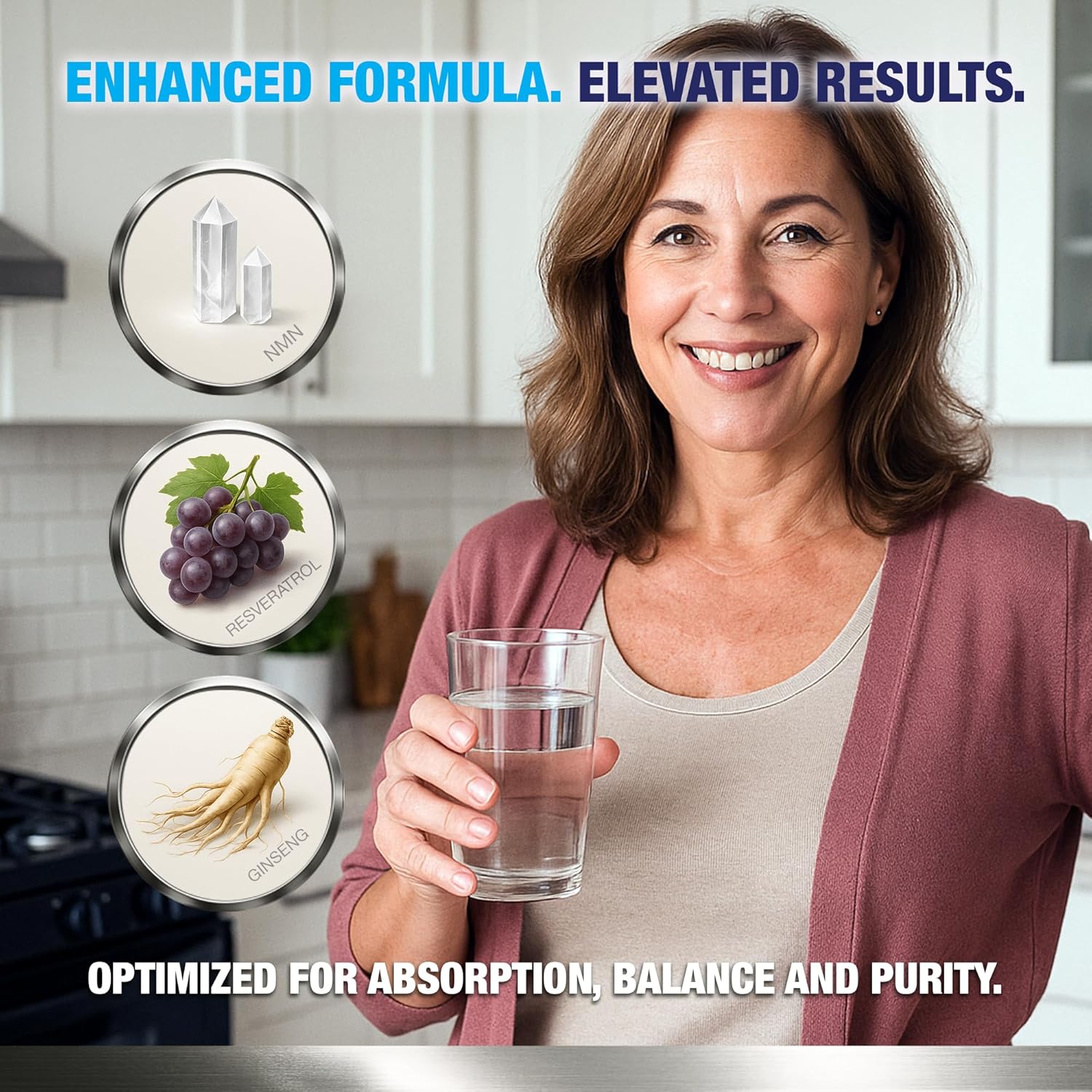 NMN Elite 500 – NMN 500mg, Resveratrol 200mg, Panax Ginseng 300mg – NAD+ Cellular Energy & Longevity Support Supplement – Focus, Vitality & Anti-Aging Formula – Non-GMO, Vegan Capsules