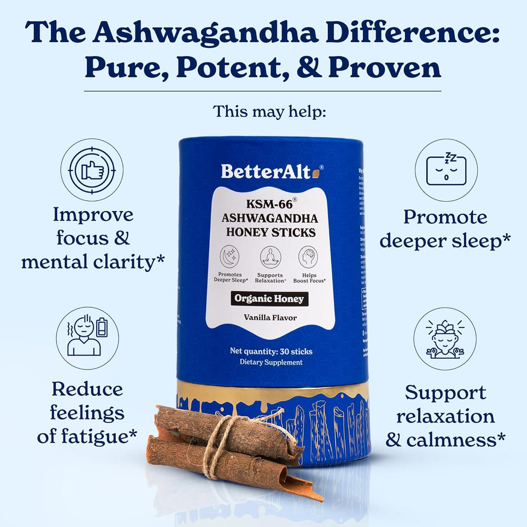 Ashwagandha & Classic Shilajit Honey Sticks| Pure Himalayan Shilajit Organic Multiflora Honey & Saffron|60 Sticks|Energy & Immune Support Supplement