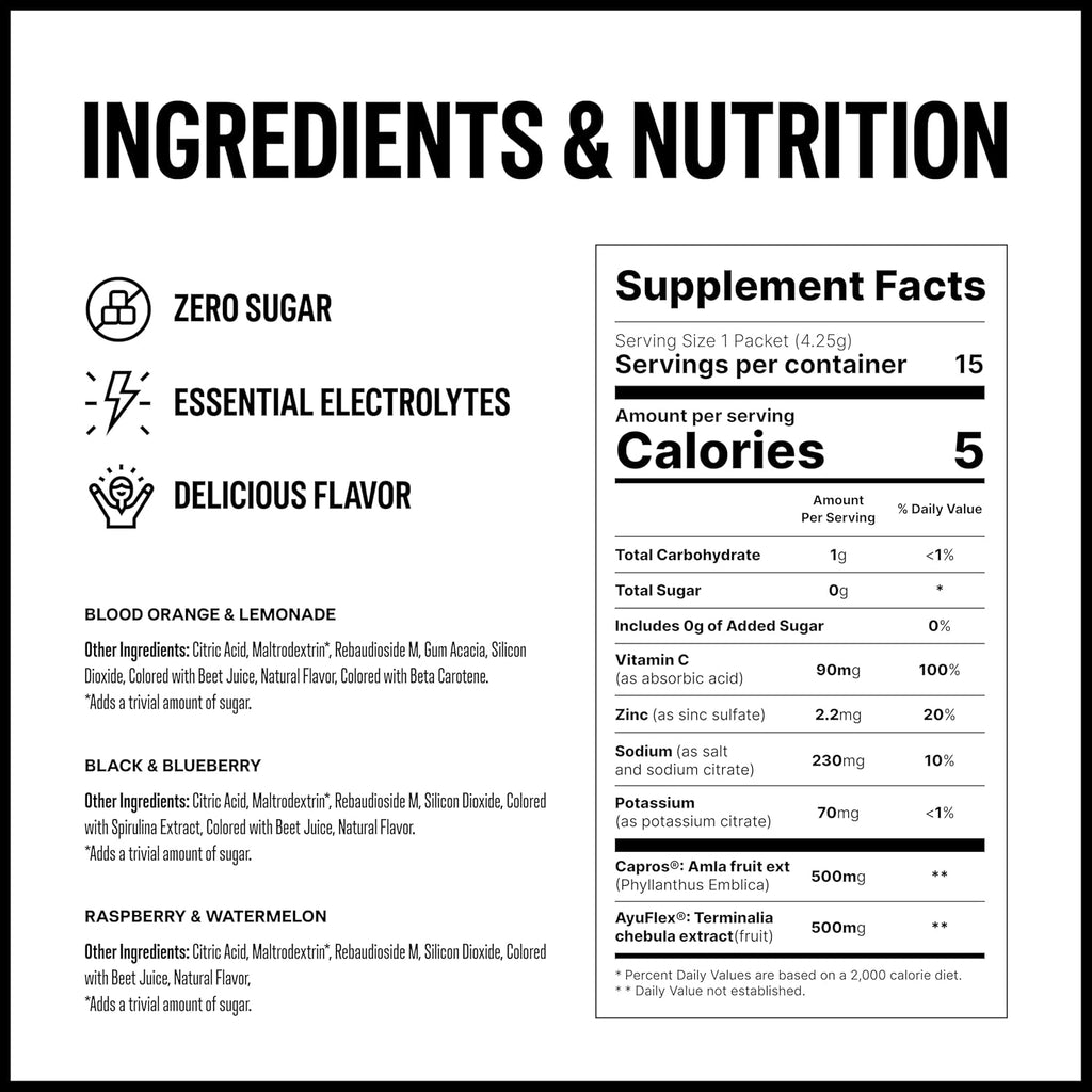 Sugar Free Electrolyte Powder Packets – Keto-Friendly Hydration & Joint Support | Zero Sugar Electrolytes for Active Adults, Fasting, and Recovery