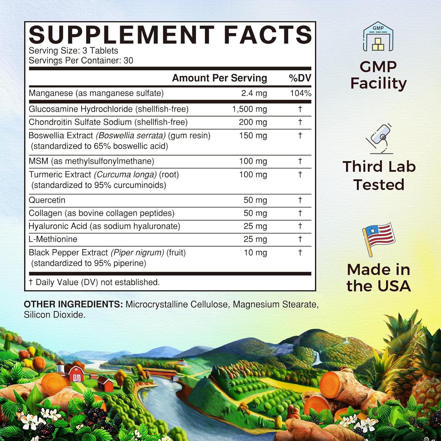 Vitalitown Glucosamine Chondroitin MSM | Collagen, Boswellia, Turmeric, Hyaluronic Acid, Bromelain | Triple Action+ Formula | 12 Move-Freely Ingredients | 90 Tablets, No Shellfish