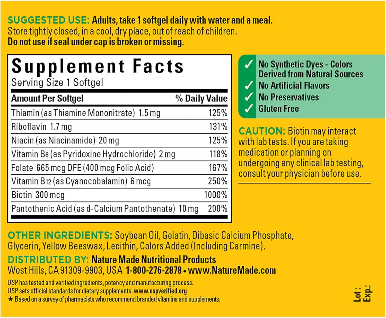Nature Made Super B Energy Complex, Dietary Supplement for Brain Cell Function Support, 160 Softgels, 160 Day Supply