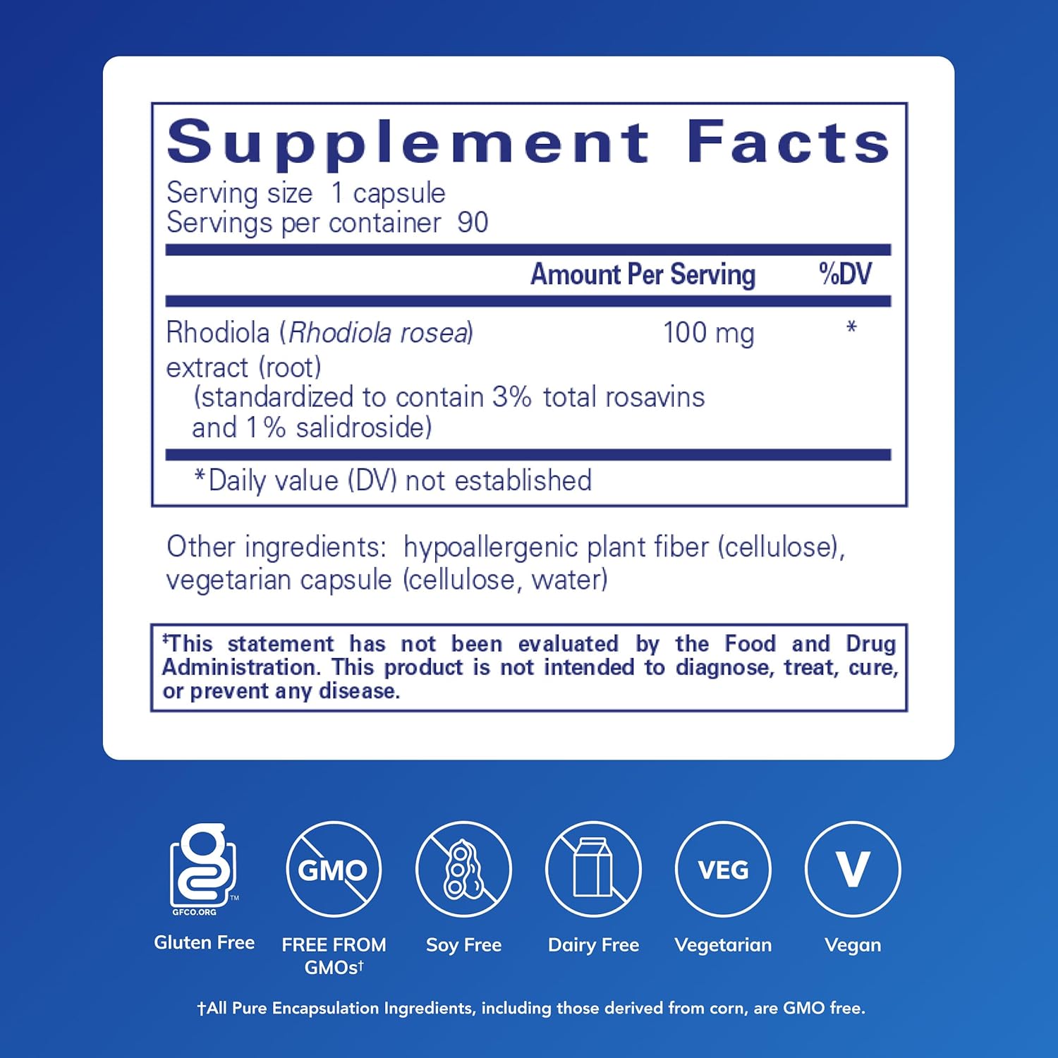 Pure Encapsulations Rhodiola Rosea - for Occasional Stress, Endurance & Fatigue Relief* - with Adaptogens - Gluten Free & Vegan - 90 Capsules
