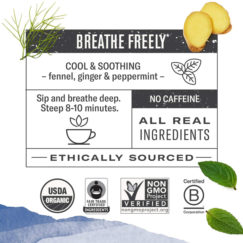 Numi Organic Congest Away Tea, 16 Tea Bags (Pack of 3), Fennel, Peppermint, Ginger and Licorice, Caffeine Free