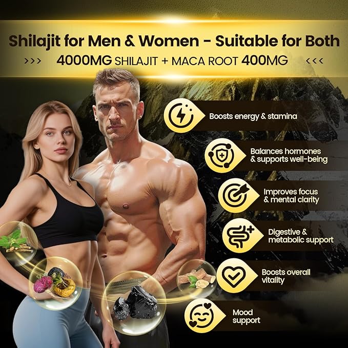 Shilajit Gummies, Shilajit for Men & Women | 4000mg High Potency 10-in-1 Formula with Pure Himalayan Shilajit, Ashwagandha, and 75% Fulvic Acid | Sugar-Free Vegan, 85+ Trace Minerals