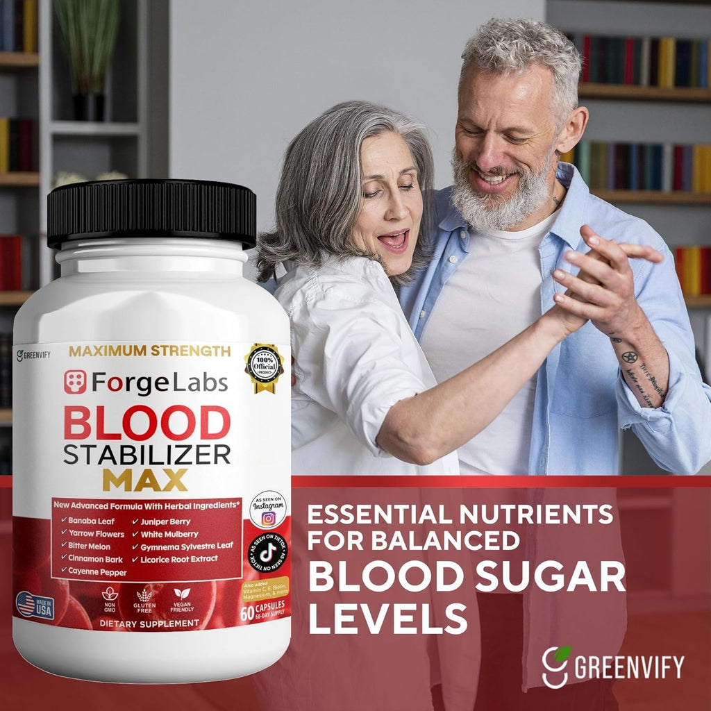 ForgeLabs Blood Stabilizer Max, Maximum Strength Dietary Supplement, 60 Veggie Capsules, with Banaba Leaf, Juniper Berry, White Mulberry. (5)