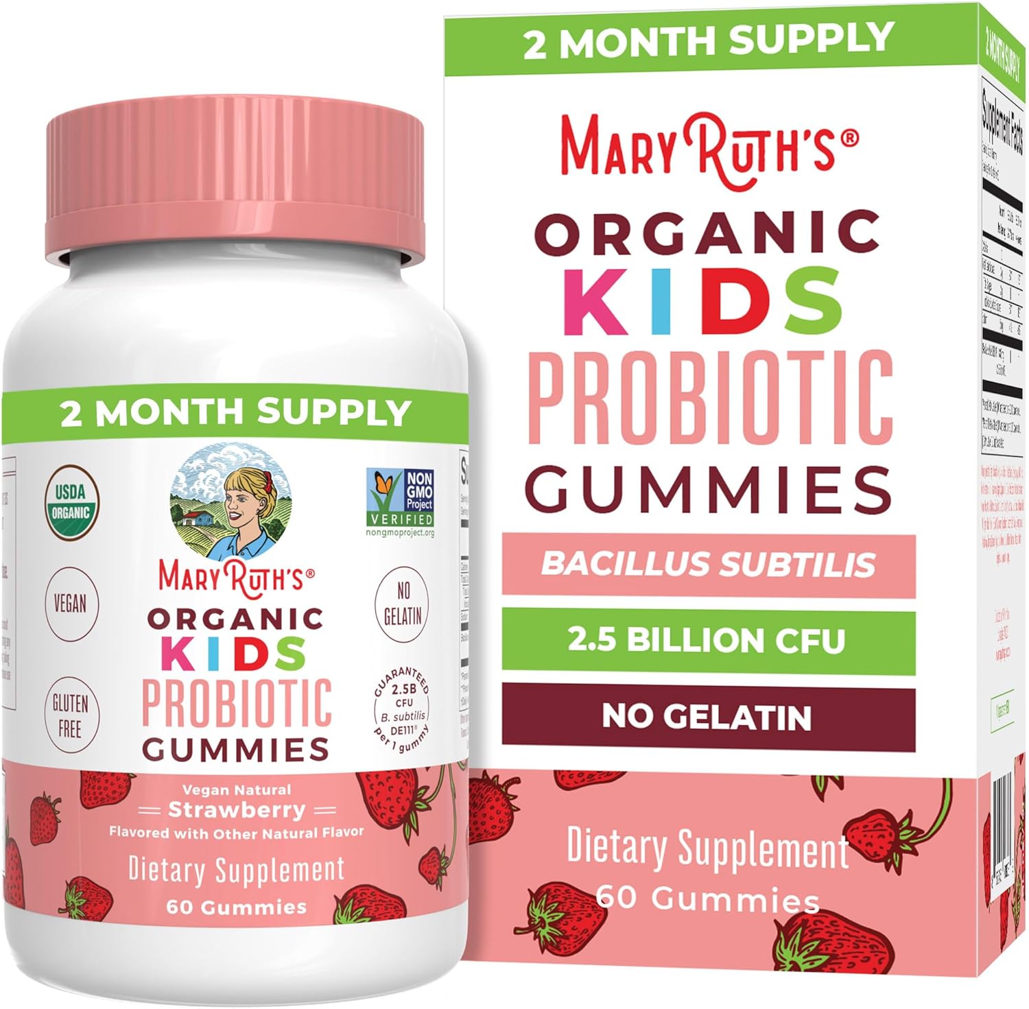 Kids Probiotics for Digestive Health | USDA Organic Probiotic Gummies | 2 Month Supply | Probiotics for Kids | Immune Support | Gut Health Supplement | Vegan | Non-GMO | Gluten Free | 60 Count