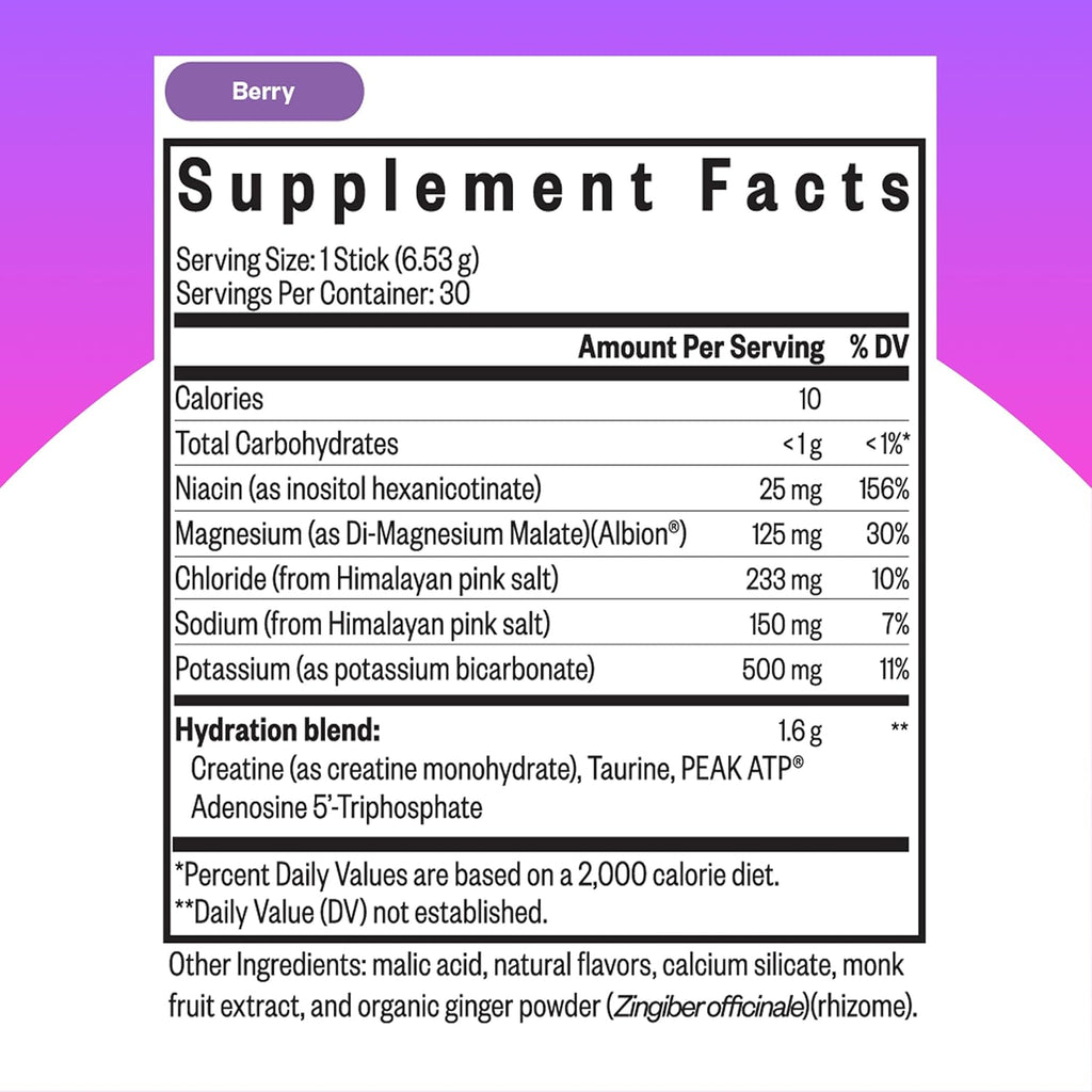 Seeking Health Optimal Electrolyte Sticks - Electrolyte Drink for Hydration, Heart & Muscle Recovery† Support - Supports Active Lifestyle - Vegan, Gluten-Free & Non-GMO - Berry Flavor, 30 Sticks