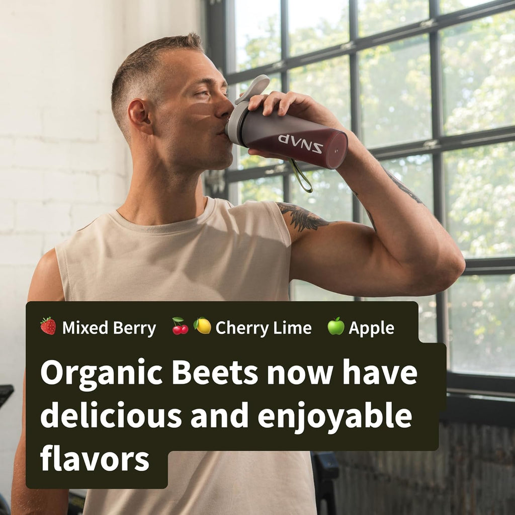Snap Supplements Organic Beet Root Powder, Nitric Oxide Superfood Supplement with Beets, B Vitamins, Pomegranate & Red Spinach for Energy, Heart Health & Circulation Support, 30 Servings, Apple