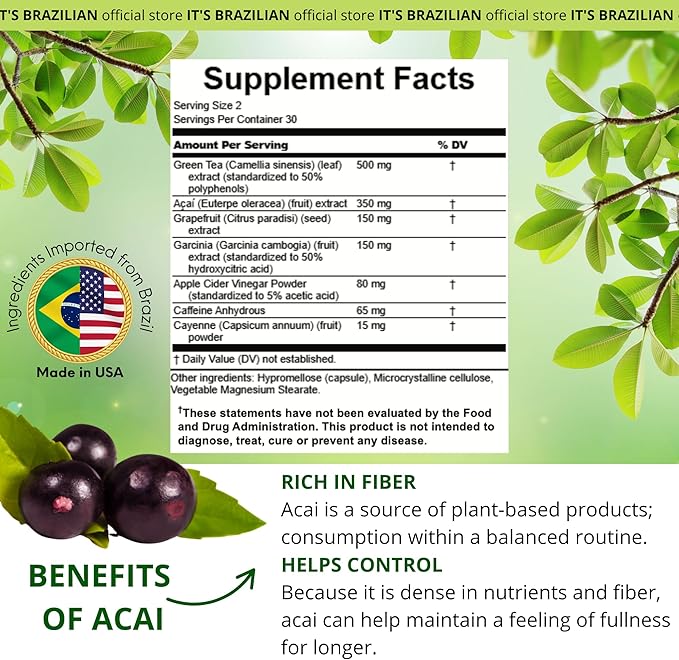 IT'S BRAZILIAN Crave-Off - Metabolism & Energy Support Supplement - Helps Supports Your Overall Wellness and Nutritional Balance - 60 Capsules