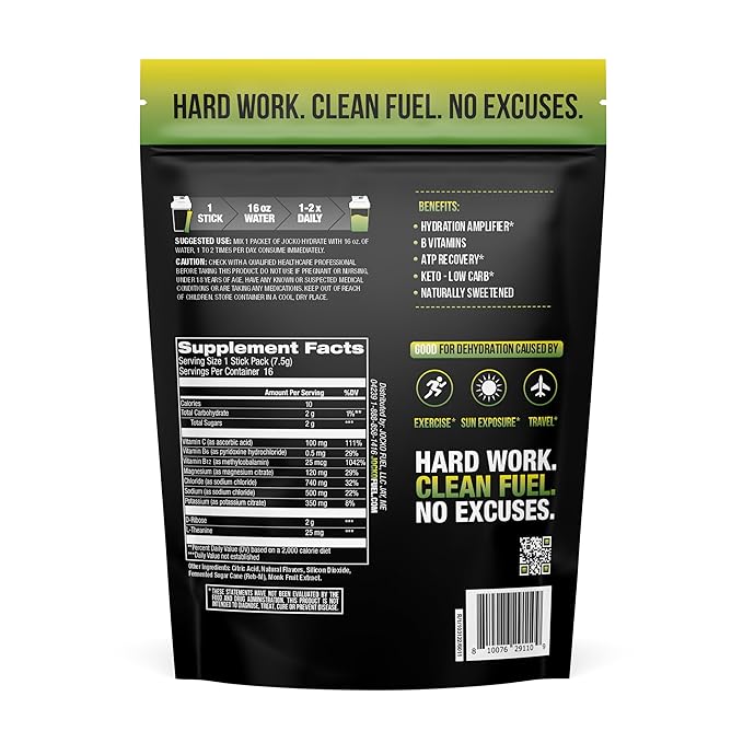 Jocko Fuel Hydrate Electrolyte Lemon Lime (16 Packets) + Creatine Monohydrate Powder 90 Servings