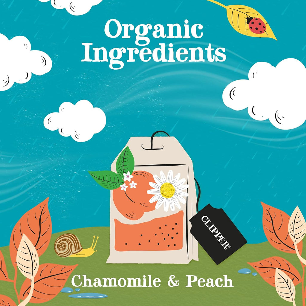 Clipper Tea Chamomile & Peach Teabags – USDA Organic, Great Hot or Iced – Natural, Fair & Delicious Fruity Chamomile & Peach Infusion – 50 Tea Bags