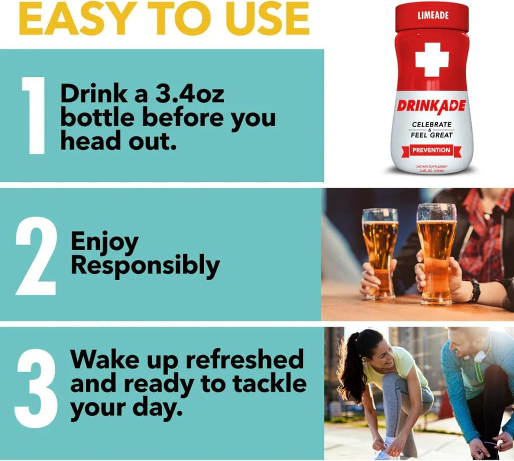 DrinkAde Prevention – Daily Wellness & Immunity Support Hydration Drink with Electrolytes, B Vitamins & Green Tea Extract – Sugar Free, 5 Calories, Vegan, Non-GMO (12 Pack, Lemon)